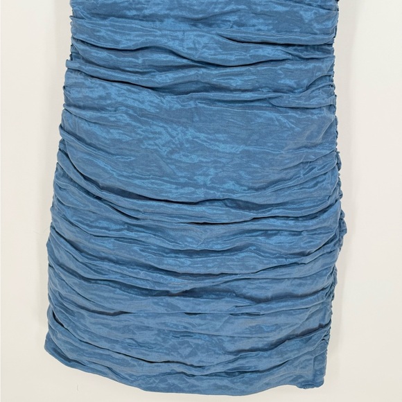 BCBGMaxazria Blue Mini Dress Form Fitting With Ruffles Women's Size 8 - Picture 3 of 6